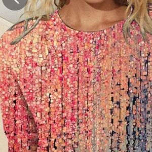 Multi-colored Crew Neck Cotton Blend Casual T-shirt